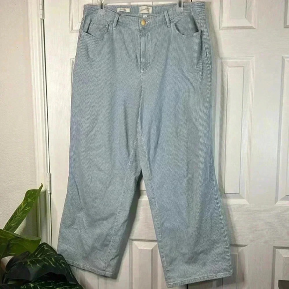 Universal Thread Jeans Relaxed Wide Leg Striped Size 17R Light Blue - Picture 3 of 13